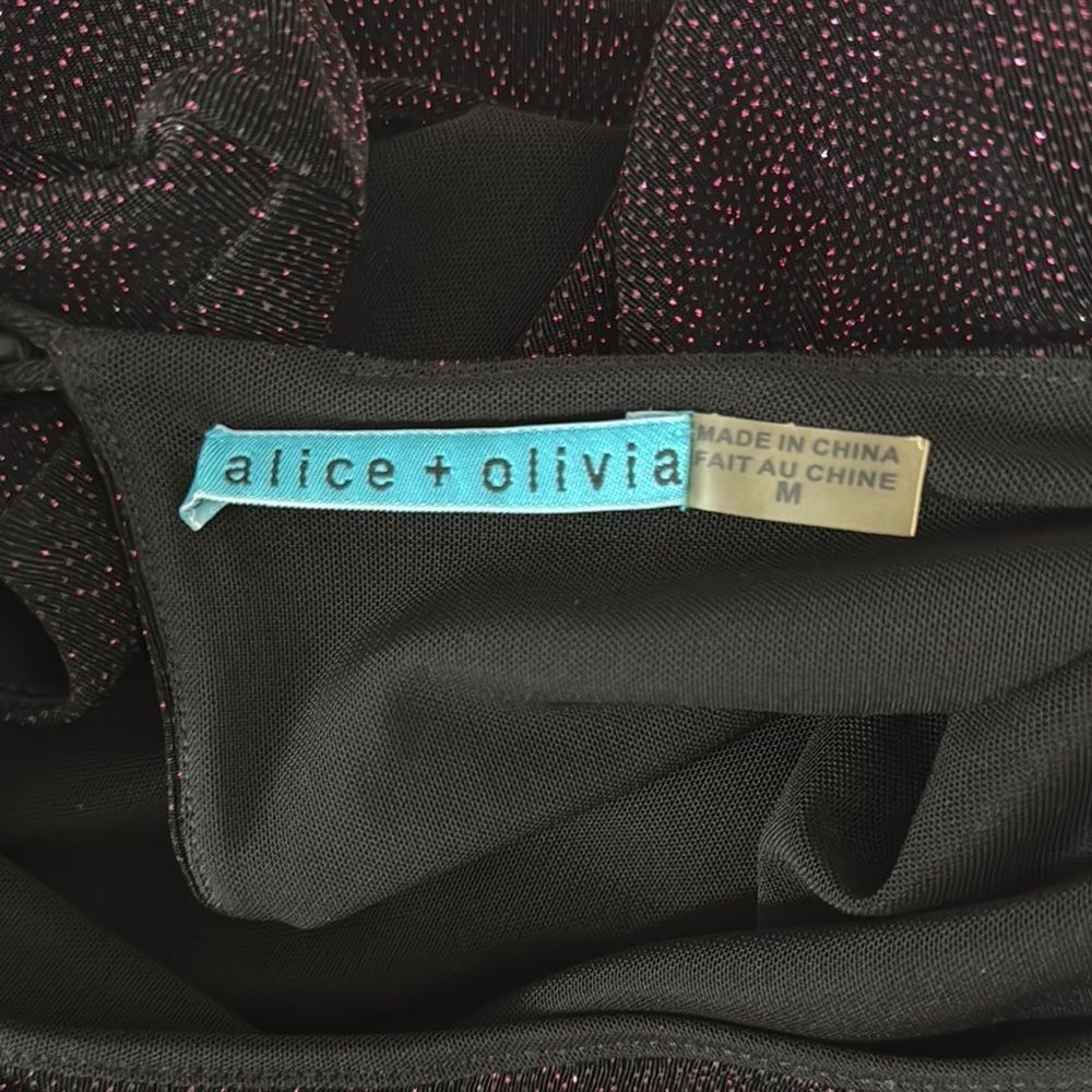 Alice + Olivia Black Purple Sheath Dress Long Sleeve Crew Neck‎ - Picture 5 of 6